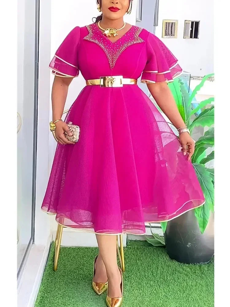 plus size formal african dresses Elegant African Dresses for Women Flare Sleeve Africa Clothing Plus Size Wedding Party Long Dress