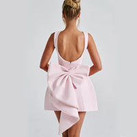 Fashion Big-Bowed Pearls Backless Dress Summer Slim Sleeveless A-line Dresses For Party Evening Women's Clothing - Ever Bloom Now