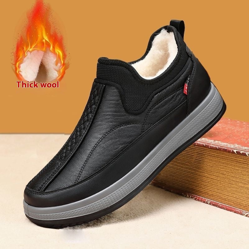 Winter Warm Fleece Snow Boots Round-toed Platform Ankle Boot Fashion Simple Non-slip Flat Cotton Shoes Men - Ever Bloom Now