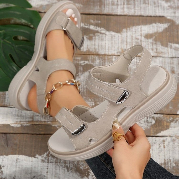 Casual Velcro-design Sandals Summer Comfortable Fish Mouth Sports Sandals Women Lightweight Beach Shoes - Ever Bloom Now