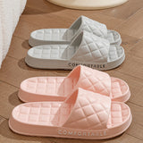 Men's Home Slippers With Plaid Design Soft-soled Silent Indoor Floor Bathing Slippers Women House Shoes Summer - Ever Bloom Now