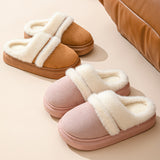 Fashion Warm Cotton Slippers For Women Leisure Thick Bottom Non-slip Plus-velvet House Shoes Winter Bedroom Floor Suede Slipper - Ever Bloom Now