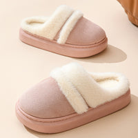 Fashion Warm Cotton Slippers For Women Leisure Thick Bottom Non-slip Plus-velvet House Shoes Winter Bedroom Floor Suede Slipper - Ever Bloom Now