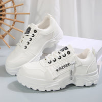 Lace-up Sports Shoes With Side-Zipper Design Fashion Thick-soled Round-toe Casual Shoes For Women Sneakers - Ever Bloom Now