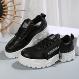 Lace-up Sports Shoes With Side-Zipper Design Fashion Thick-soled Round-toe Casual Shoes For Women Sneakers - Ever Bloom Now