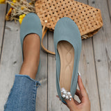 Round Toe Flats Shoes Casual Comfortable Soft Slip On Knit Mesh Shoes For Women - Ever Bloom Now