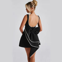 Fashion Big-Bowed Pearls Backless Dress Summer Slim Sleeveless A-line Dresses For Party Evening Women's Clothing - Ever Bloom Now