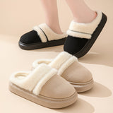 Fashion Warm Cotton Slippers For Women Leisure Thick Bottom Non-slip Plus-velvet House Shoes Winter Bedroom Floor Suede Slipper - Ever Bloom Now