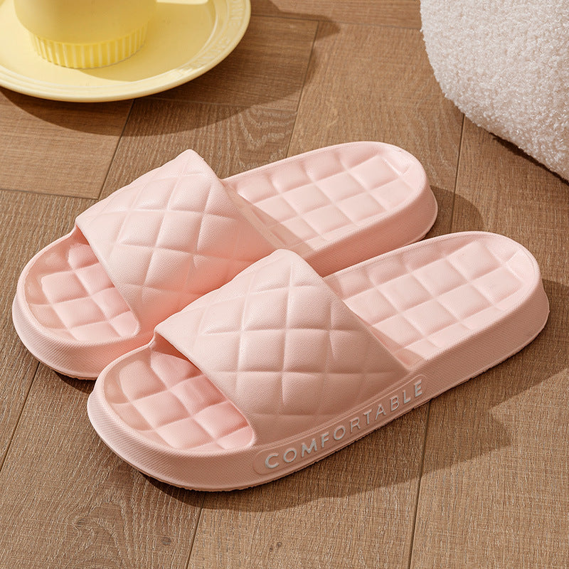 Men's Home Slippers With Plaid Design Soft-soled Silent Indoor Floor Bathing Slippers Women House Shoes Summer - Ever Bloom Now