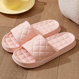 Men's Home Slippers With Plaid Design Soft-soled Silent Indoor Floor Bathing Slippers Women House Shoes Summer - Ever Bloom Now