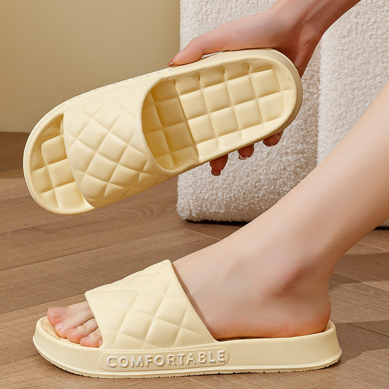 Men's Home Slippers With Plaid Design Soft-soled Silent Indoor Floor Bathing Slippers Women House Shoes Summer - Ever Bloom Now