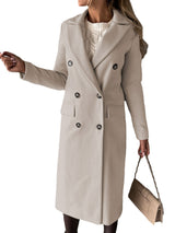Long Sleeve Lapel Coat Winter Fashion Solid Double Breasted Slim Long Jacket Womens Clothing - Ever Bloom Now