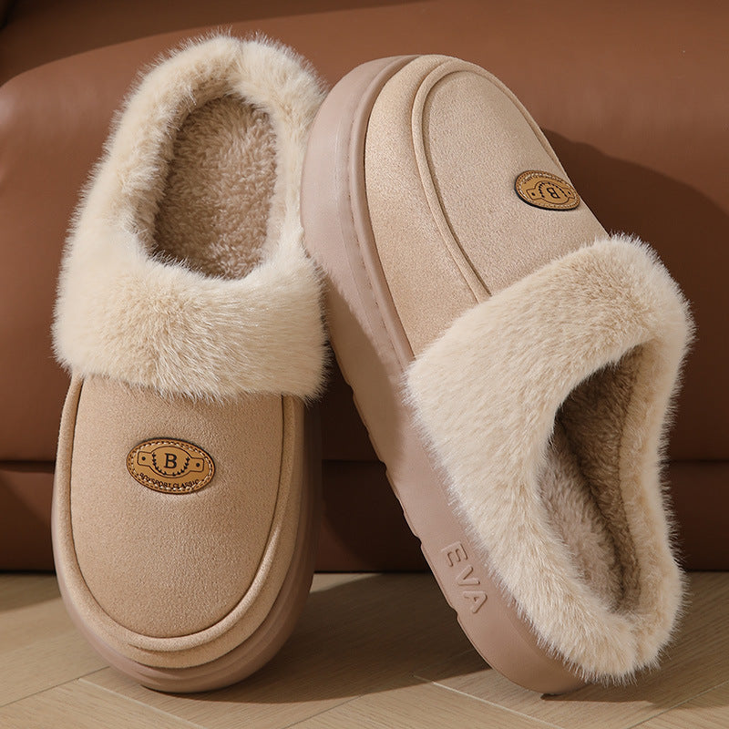 Winter Plush Slippers For Men Casual All-match Warm Suede House Shoes Indoor Non-slip Floor Bedroom Slipper - Ever Bloom Now