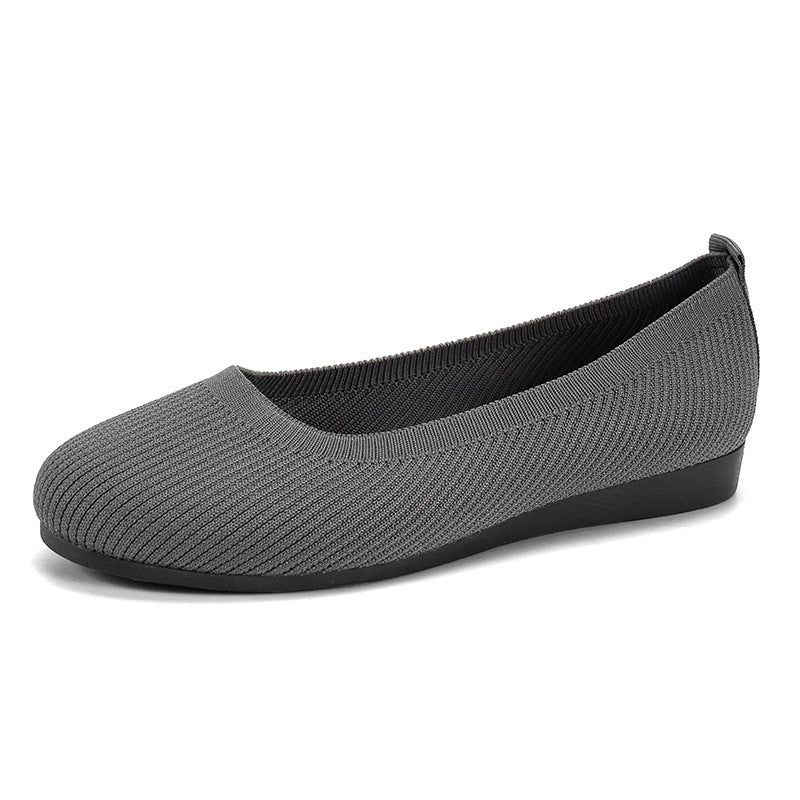 Round Toe Flats Shoes Casual Comfortable Soft Slip On Knit Mesh Shoes For Women - Ever Bloom Now