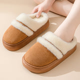 Fashion Warm Cotton Slippers For Women Leisure Thick Bottom Non-slip Plus-velvet House Shoes Winter Bedroom Floor Suede Slipper - Ever Bloom Now