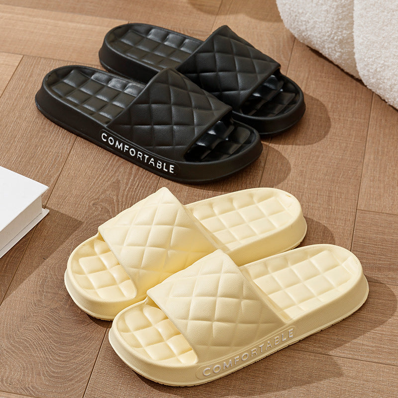 Men's Home Slippers With Plaid Design Soft-soled Silent Indoor Floor Bathing Slippers Women House Shoes Summer - Ever Bloom Now