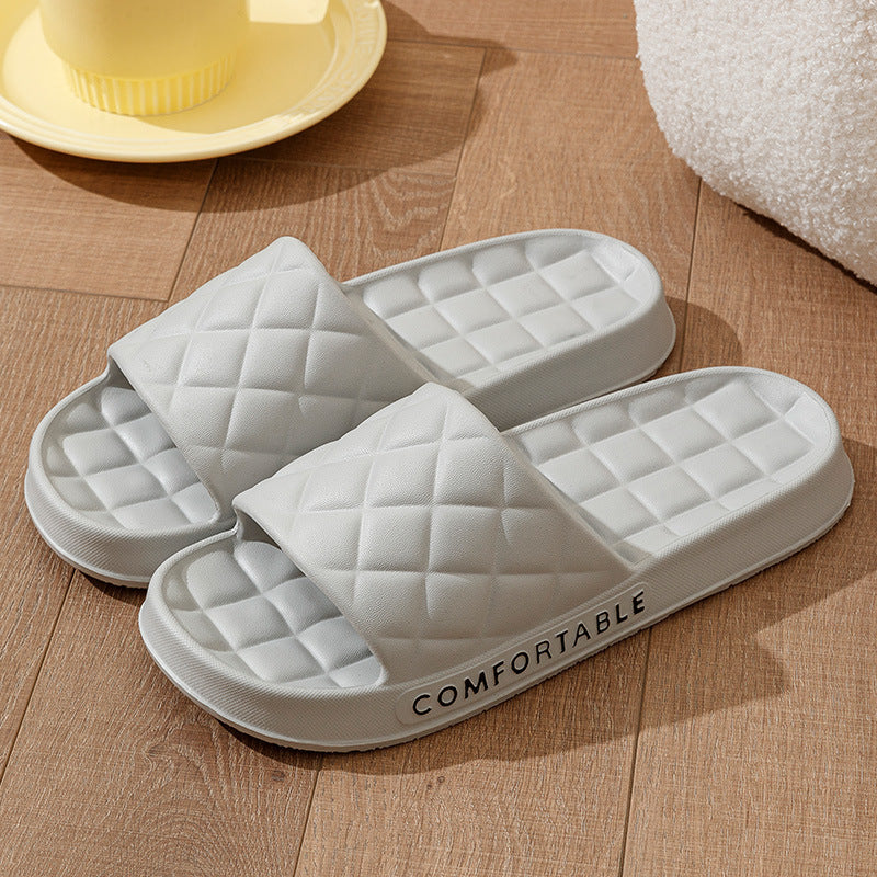 Men's Home Slippers With Plaid Design Soft-soled Silent Indoor Floor Bathing Slippers Women House Shoes Summer - Ever Bloom Now
