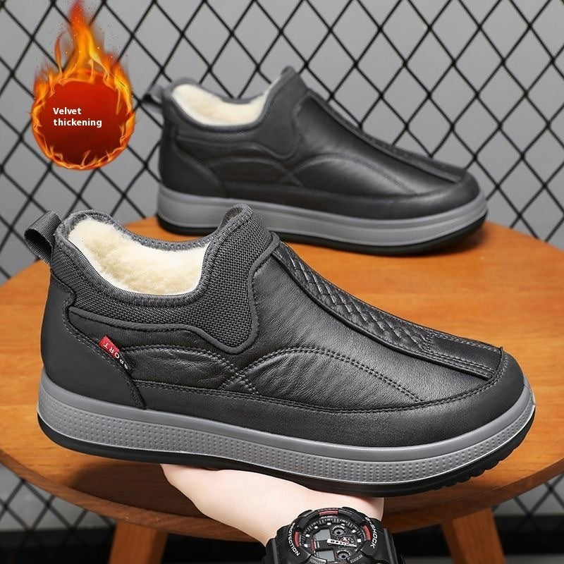 Winter Warm Fleece Snow Boots Round-toed Platform Ankle Boot Fashion Simple Non-slip Flat Cotton Shoes Men - Ever Bloom Now