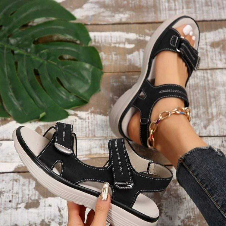 Casual Velcro-design Sandals Summer Comfortable Fish Mouth Sports Sandals Women Lightweight Beach Shoes - Ever Bloom Now