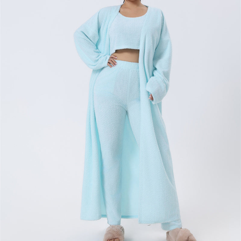 Cozy Pajama Set, 3 Piece Lounge Set, Cute Loungewear, Warm Suit Sets, Matching Set, Lounge Set, 3 Piece Pant Sets, Women Winter Dress - Ever Bloom Now