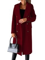 Long Sleeve Lapel Coat Winter Fashion Solid Double Breasted Slim Long Jacket Womens Clothing - Ever Bloom Now