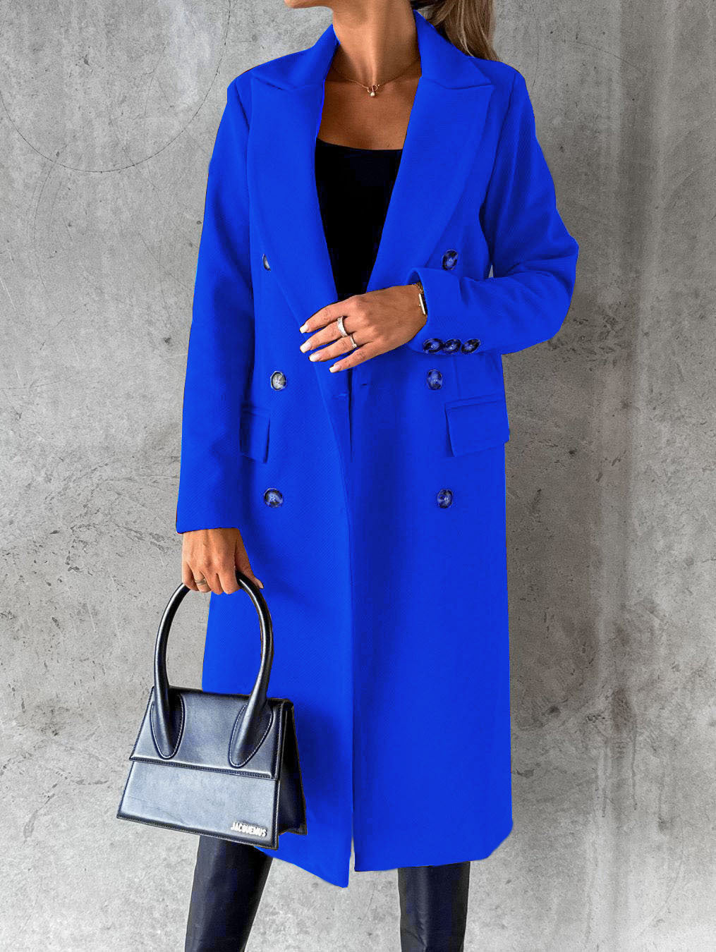 Long Sleeve Lapel Coat Winter Fashion Solid Double Breasted Slim Long Jacket Womens Clothing - Ever Bloom Now