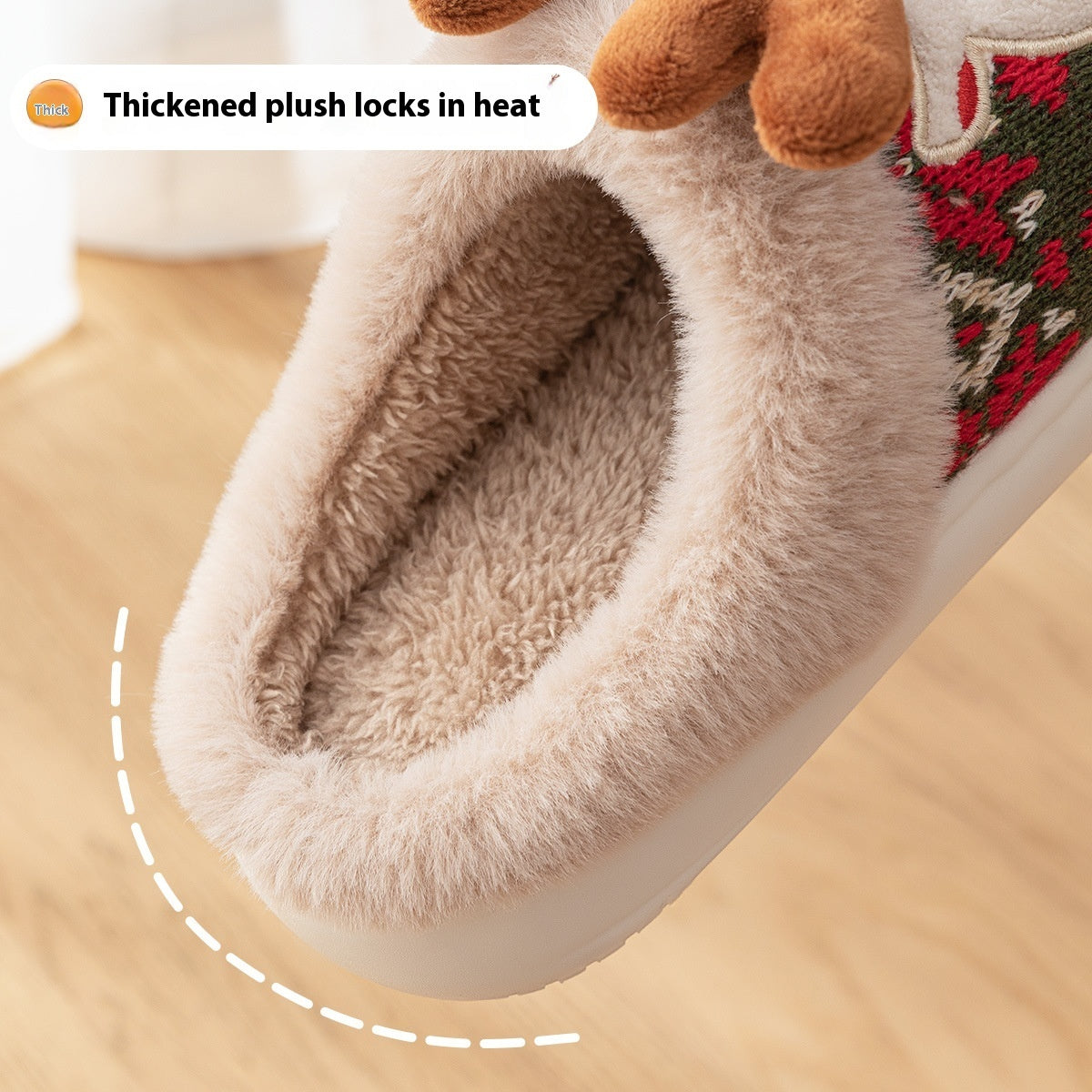 Cute Christmas Elk Plush Slippers Winter Ins Fashion Non-slip Floor Bedroom Home Slippers For Women Fuzzy House Shoes - Ever Bloom Now