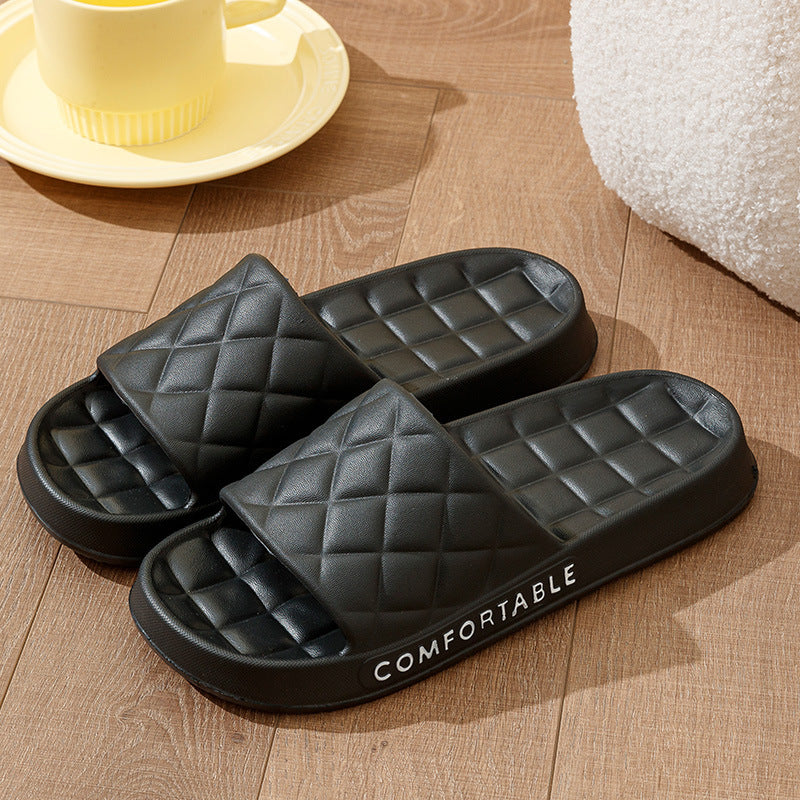 Men's Home Slippers With Plaid Design Soft-soled Silent Indoor Floor Bathing Slippers Women House Shoes Summer - Ever Bloom Now