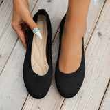 Round Toe Flats Shoes Casual Comfortable Soft Slip On Knit Mesh Shoes For Women - Ever Bloom Now