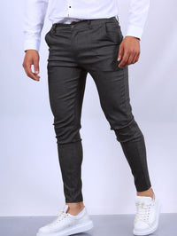 Men's Slim Button Trousers Fashion Solid Office Versatile Long Pencil Pants - Ever Bloom Now