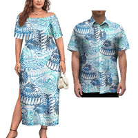 Couple Outfit 2Pcs Sets Ladies Evening Dresses Polynesian Pattern Design Classic Mens Hawaiian Shirts Match Women Plus Size Dres