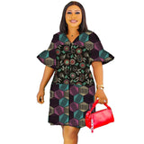 Pagoda Half Sleeve African Fashion Print Dress 2 Wax Patchwork Design Elegant Trumpet Women Ankara Outfit