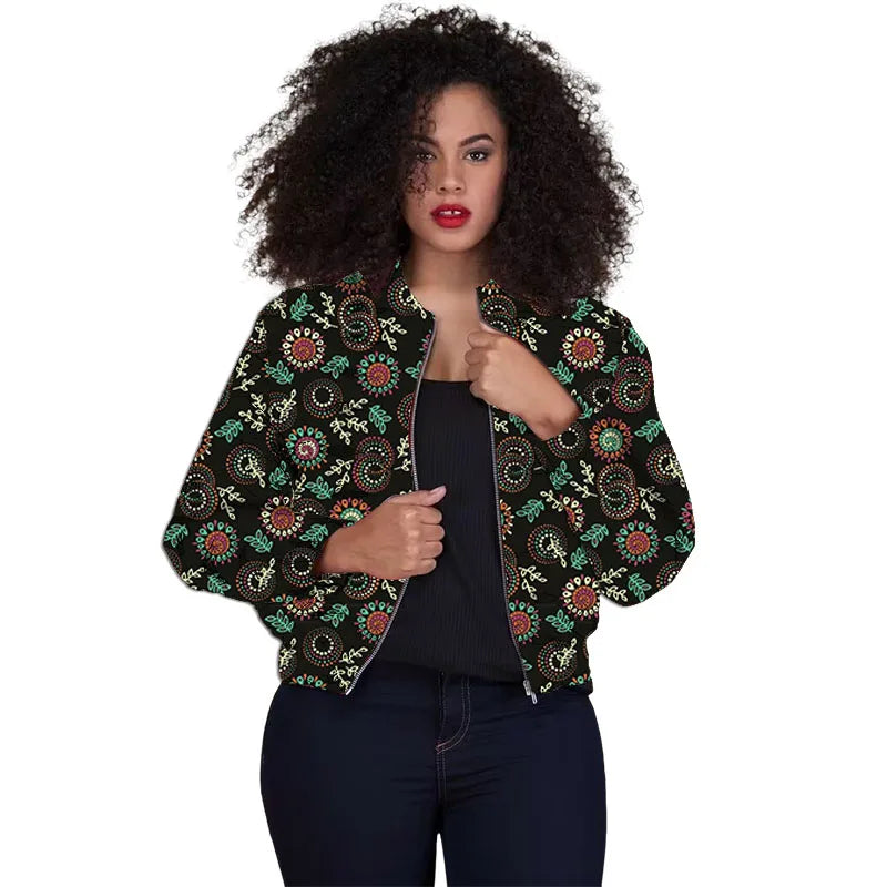 Tailor Made Women's Collarless Jacket African Print Original Design Ankara Styles Female Short Bomber Coats