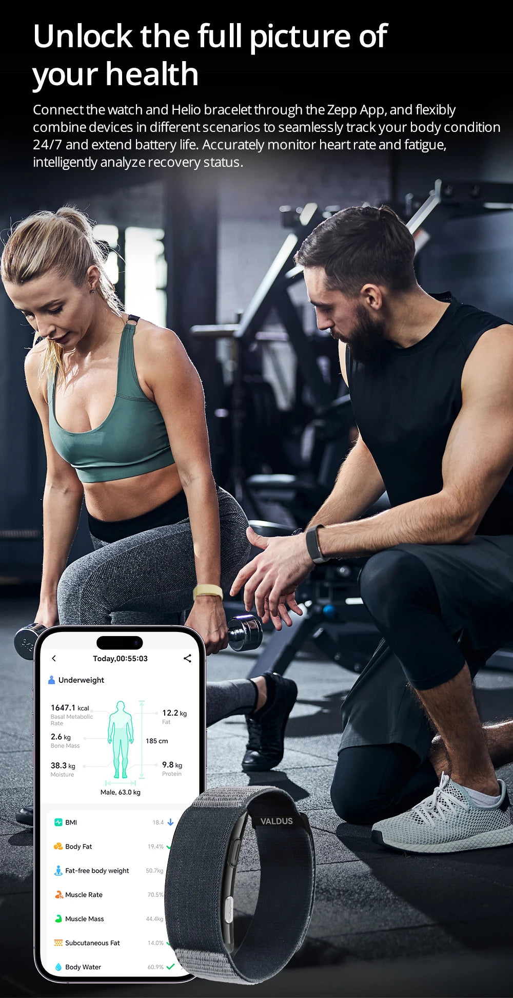 VALDUS 2025 New VITRO NO Screen Smart Bracelet ECG SOS Heart Rate Blood Pressure Sports Fitness Waterproof Screenless Smartwatch