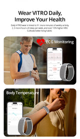 VALDUS 2025 New VITRO NO Screen Smart Bracelet ECG SOS Heart Rate Blood Pressure Sports Fitness Waterproof Screenless Smartwatch