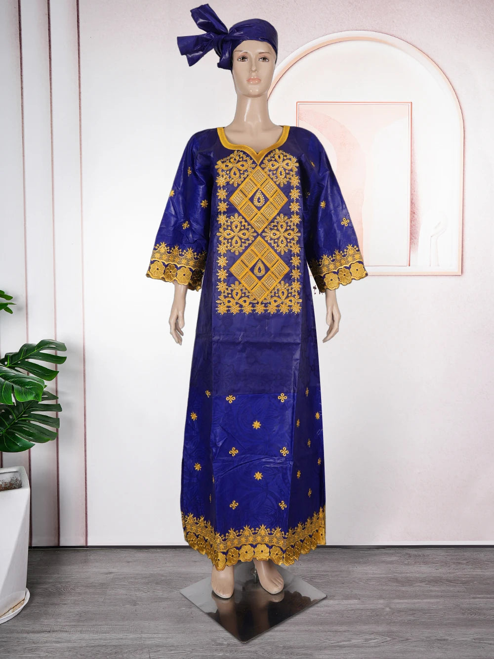 H&D African Women's Dresses Embroidery Bazin Riche Dress Plus Size Wedding Bubu Gowns Elegant Kaftan Boubou Djellaba Clothes