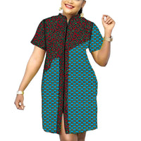 Stand Collar Dress African Trends Patchwork Dress Original Design Elegant Print Women's Ankara Outfit Customized