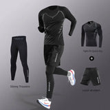 3-7Pcs Men's Ice Fiber Quick-Dry Running Fitness Full Set/Suit Tracksuit For Marathon, Training Cycling，Jogging,Gym， sweatpants