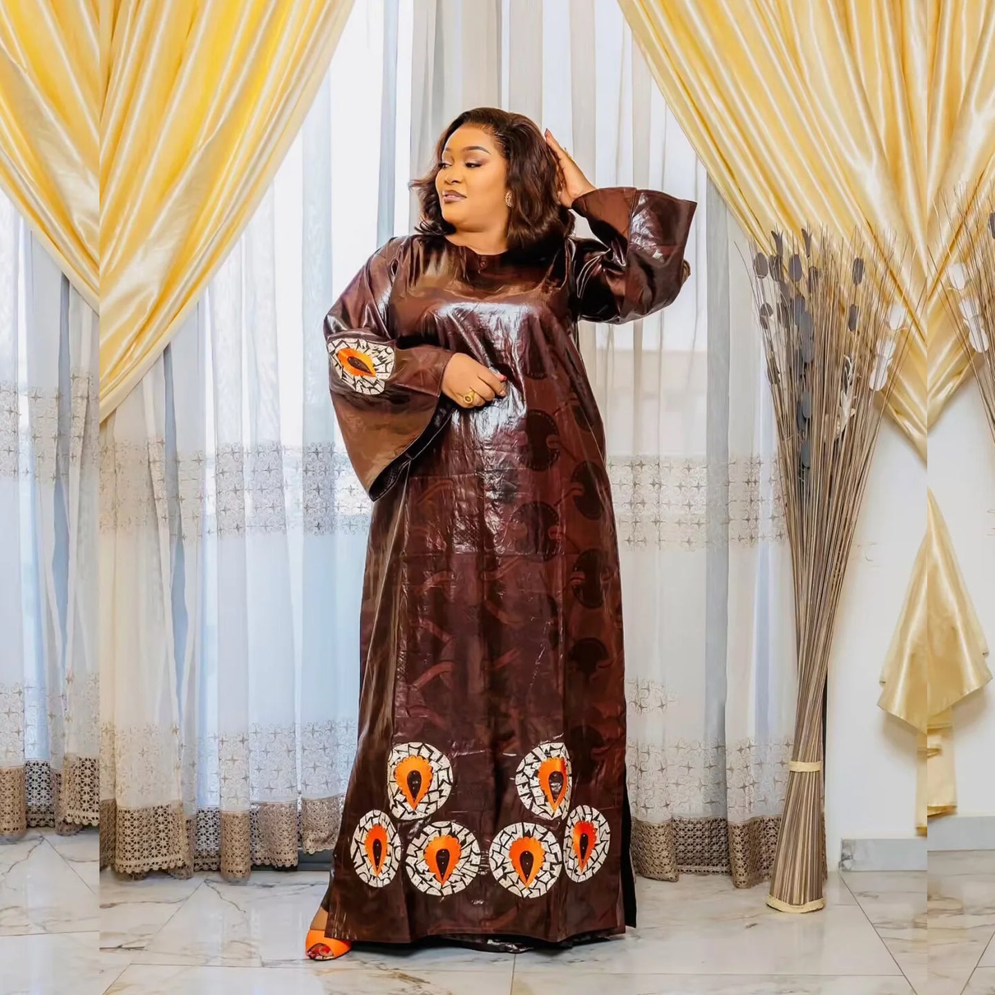 African Dresses For Women Luxury Boubou Material Rich Embroidery Design