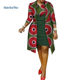 African Print Dress and Suit Coat for Women Cotton 2 Pieces Sets Traditional African Women Clothing Outwear WY586