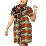 Stand Collar Dress African Trends Patchwork Dress Original Design Elegant Print Women's Ankara Outfit Customized