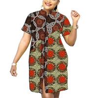 Stand Collar Dress African Trends Patchwork Dress Original Design Elegant Print Women's Ankara Outfit Customized