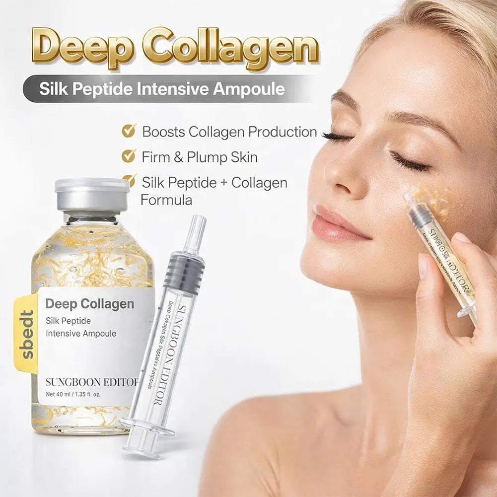 Collagen Silk Peptide Face Serum Anti Wrinkle Firming Elasticity Boosting Essence for Fine Lines, Hydrating Skin Care 30/40ml