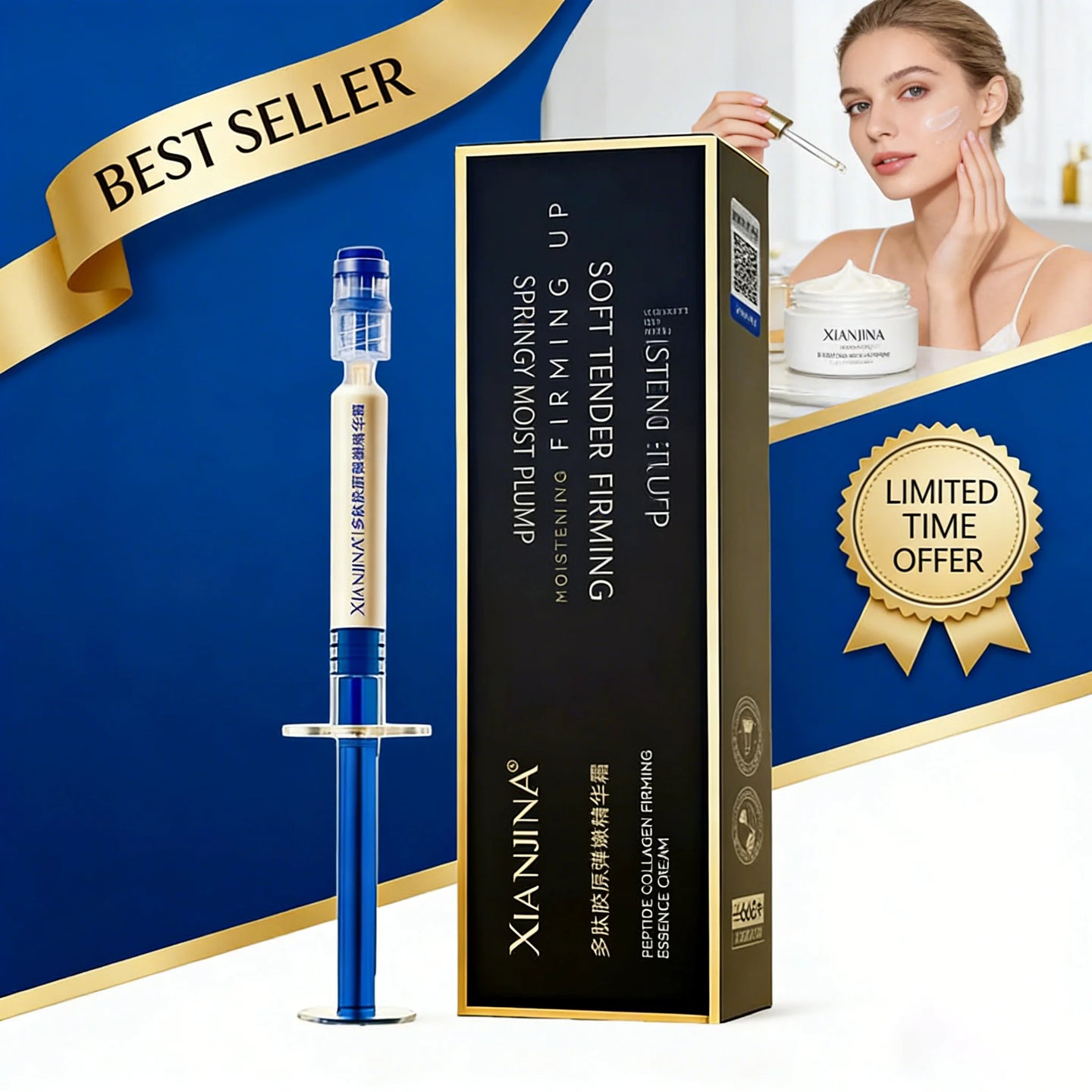 Micro Molecule Collagen Peptide Skin Care Set Anti Wrinkle Emulsion Collagen Elasticity Firming Essence Cream