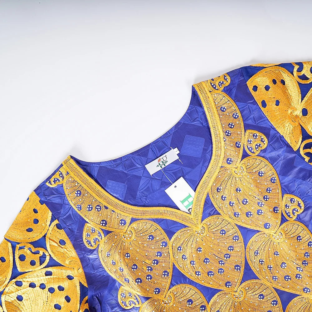 H&D African Women's Dresses Embroidery Bazin Riche Dress Plus Size Wedding Bubu Gowns Elegant Kaftan Boubou Djellaba Clothes