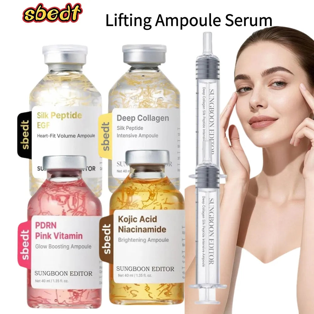 Lifting Ampoule Serum 40ml Set Skin Care Essence Silk Peptide Kojic Acid Niacinamide Collagen Vitamin Anti-Wrinkle Moisturizing