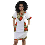 Original Design African Couture Women’s V Neck Dress Patchwork White Dresses Tailored Ankara Outfit Traditional Party Garment