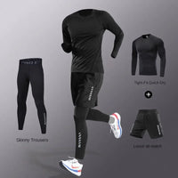 3-7Pcs Men's Ice Fiber Quick-Dry Running Fitness Full Set/Suit Tracksuit For Marathon, Training Cycling，Jogging,Gym， sweatpants