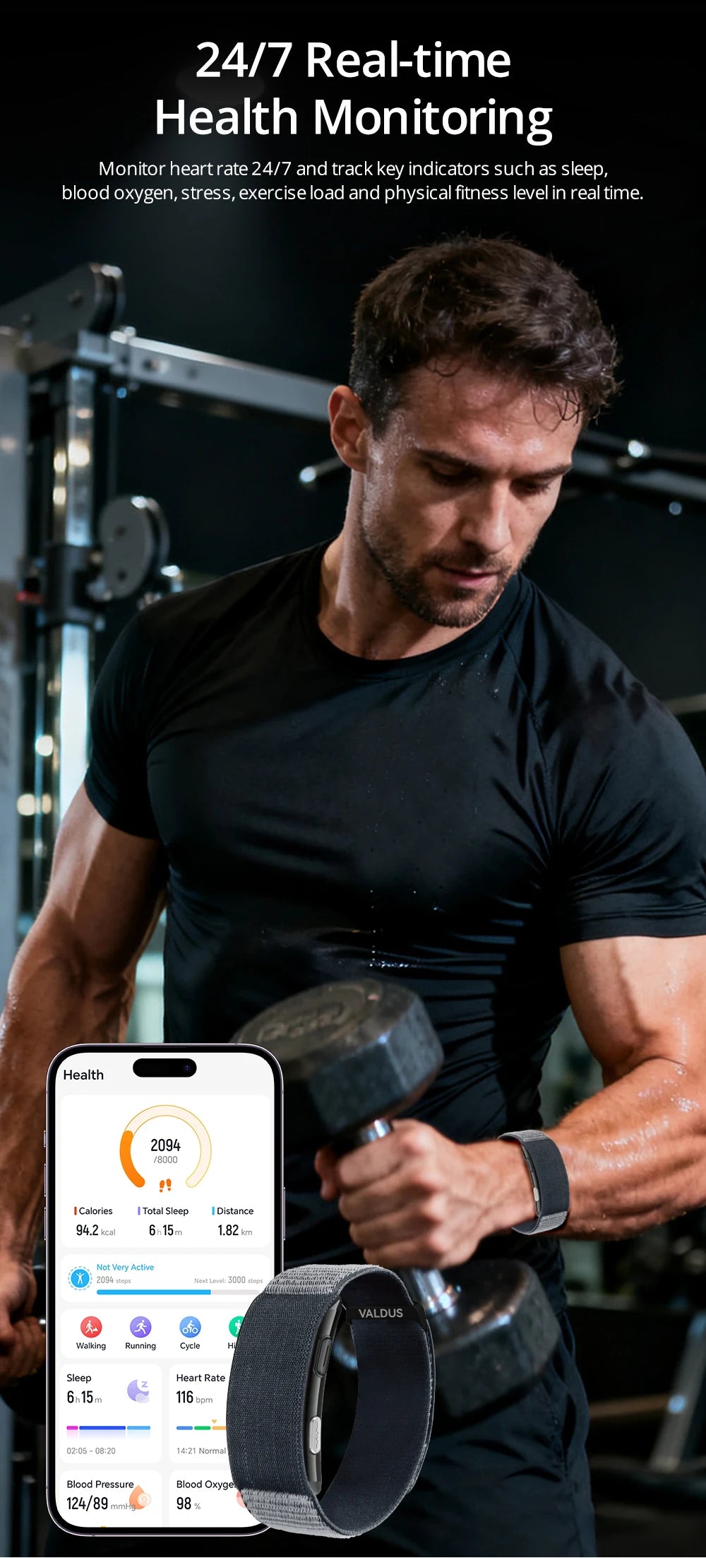 VALDUS 2025 New VITRO NO Screen Smart Bracelet ECG SOS Heart Rate Blood Pressure Sports Fitness Waterproof Screenless Smartwatch