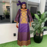 H&D African Women's Dresses Embroidery Bazin Riche Dress Plus Size Wedding Bubu Gowns Elegant Kaftan Boubou Djellaba Clothes